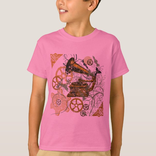 T-shirt Conception affligée de Steampunk de regard (Devant)