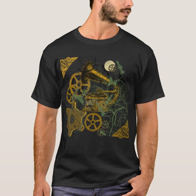 T-shirt Conception affligée de Steampunk de regard (Devant)