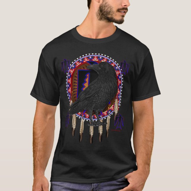 T-shirt Conception animale de corneille d'esprit de Natif (Devant)