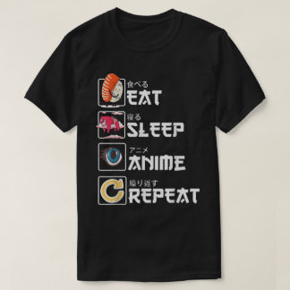 T-shirt Conception Anime Répéter Manger Dormir