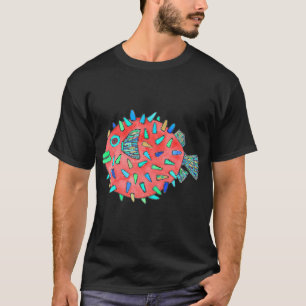 T-shirt Conception aquarelle poisson porc-épic rouge