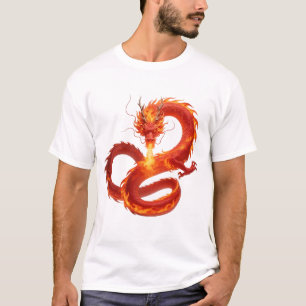 T-shirt Conception artistique de fantasy de dragon de feu,