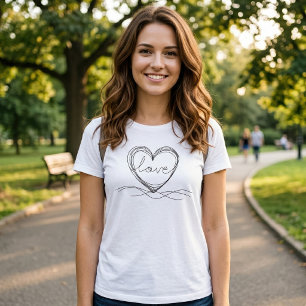 T-shirt Conception artistique de ligne continue de cœur av