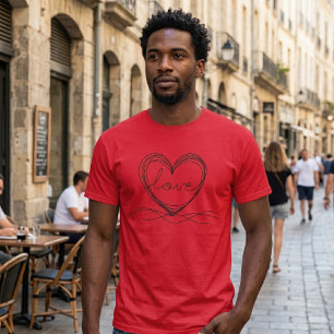 T-shirt Conception artistique de ligne continue de cœur av