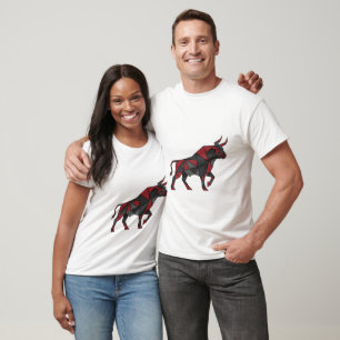 T-shirt Conception artistique de taureau rouge noir géomét