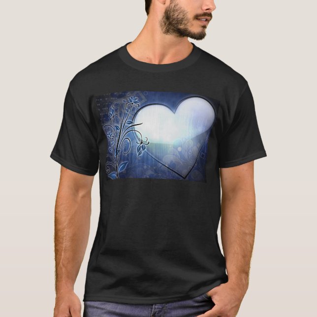 T-shirt Conception bleue de coeur (Devant)
