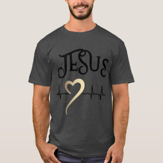 T-shirt Conception chrétienne Jésus avec cœur et battement