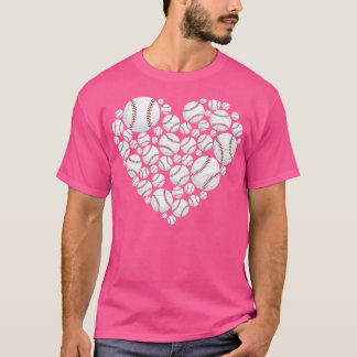 T-shirt Conception Coeur Baseball Pour Les Amateurs De Bas