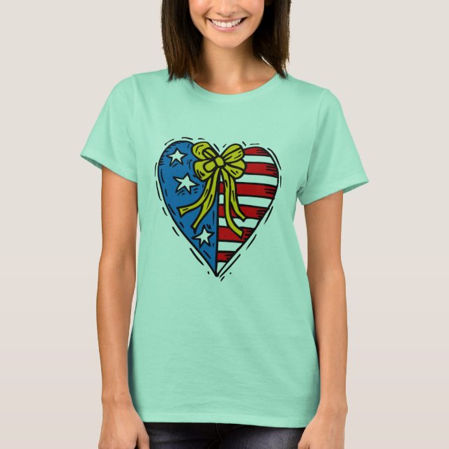 T-shirt Conception Coeur Patriotique Cute (Devant)