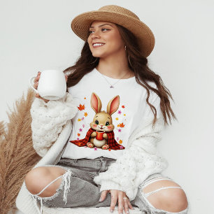 T-shirt Conception cosy d'automne : lapin appréciant un ca