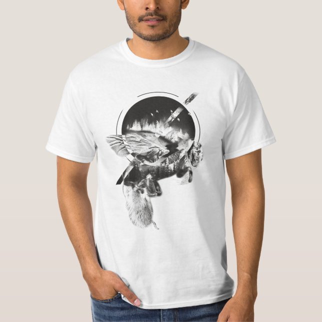 T-shirt Conception d'abeille double exposition (Devant)