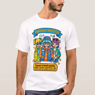 T-shirt Conception d'affiche de voyage de style Harajuku T