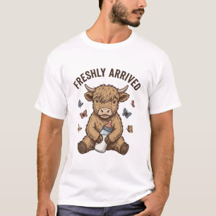 T-shirt Conception d'annonce de bébé veau des Highlands no