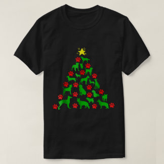 T-shirt Conception d'arbre de Noël empreinte de patte de c