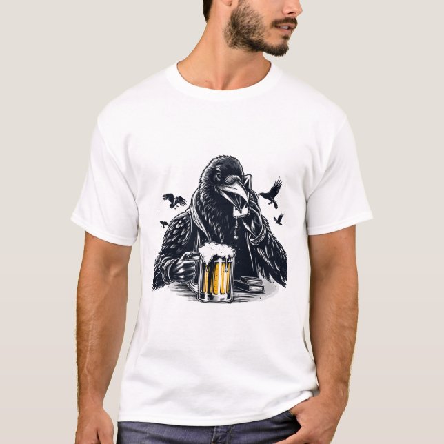 T-shirt Conception d'art de la bière de téléphone (Devant)