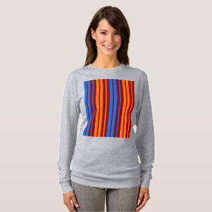 T-shirt Conception de bandes verticales orange rouge bleu 