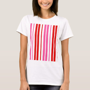 T-shirt Conception de bandes verticales roses rouges blanc