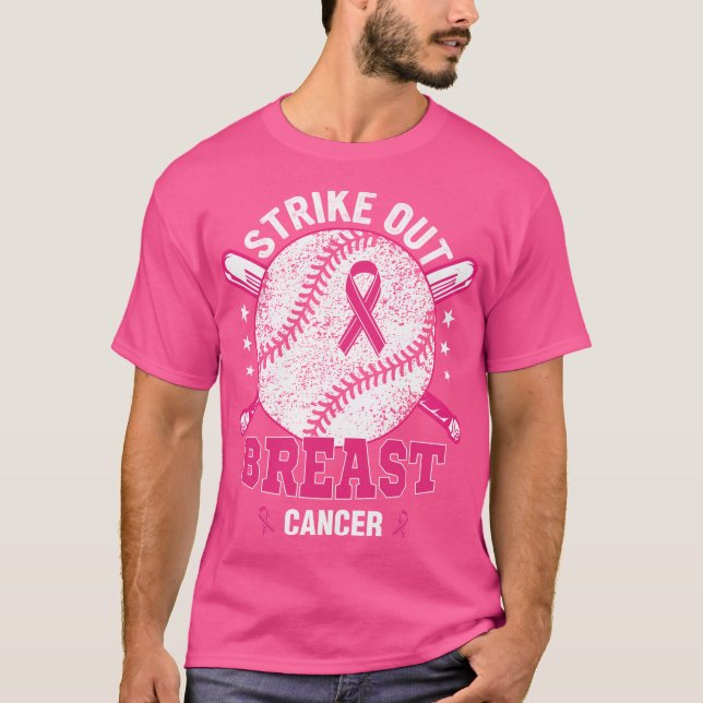T-shirt Conception de baseball en ruban rose pour cancer d (Devant)