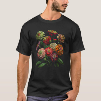 T-shirt Conception de bouquet floral de fleurs de Zinnia