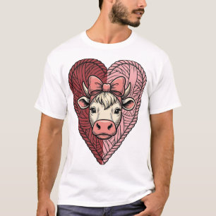 T-shirt Conception de broderie vintage de fil de coeur de