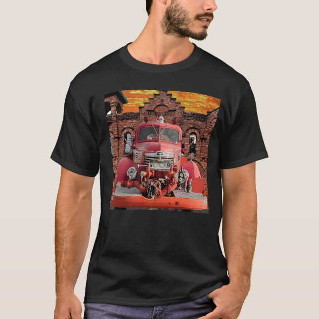 T-shirt Conception de camion de pompiers de (Devant)
