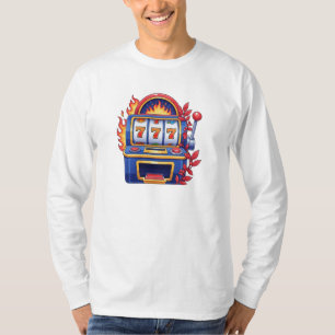 T-shirt Conception de casino rétro Flaming 777 Jackpot