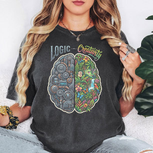 T-shirt Conception de cerveau Logique Vs Créativité