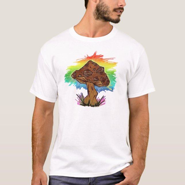 T-shirt Conception de champignon d'arc-en-ciel (Devant)