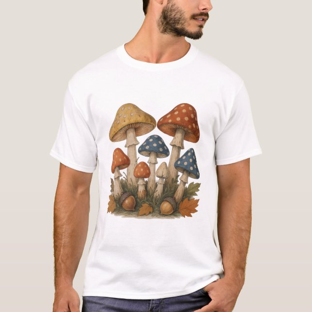T-shirt Conception de champignons d'automne avec des Acorn (Devant)