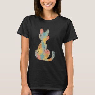 T-shirt Conception de chat à coup de pinceau coloré pour l