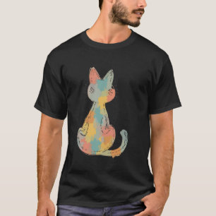 T-shirt Conception de chat à coup de pinceau coloré pour l