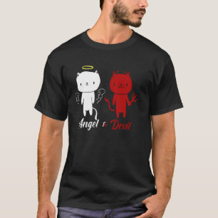 T-shirt Conception de chat ange et démon
