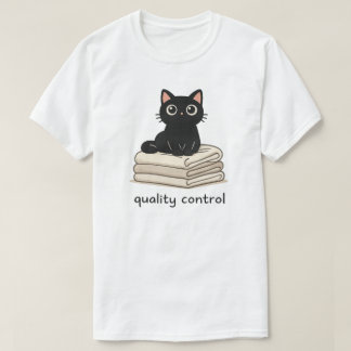 T-shirt Conception de chat de contrôle de qualité de blanc