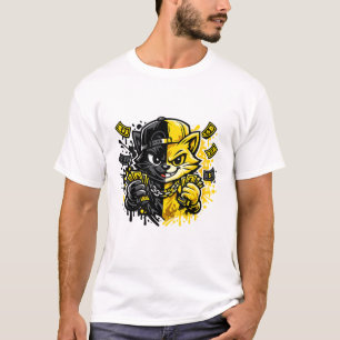 T-shirt Conception de chat de graffiti urbain