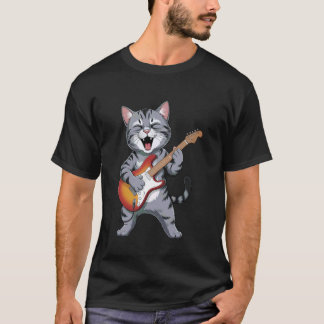 T-shirt Conception de chat de guitare drôle pour musiciens