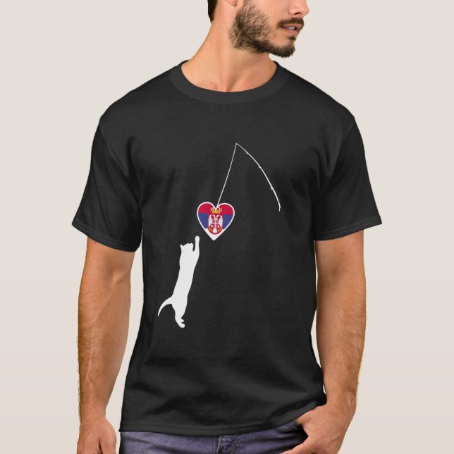 T-shirt Conception de chat de Serbie Drapeau serbe Srbija  (Devant)