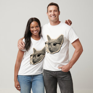 T-shirt Conception de chat intelligent avec des lunettes