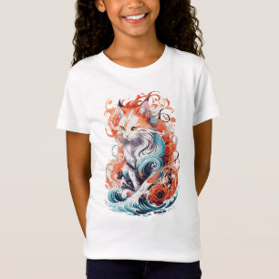 T-Shirt Conception de chat mignon dans le style néo-tradit