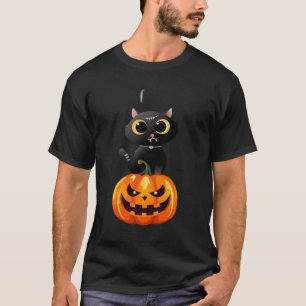 T-shirt Conception de chat noir Halloween � Art de citroui