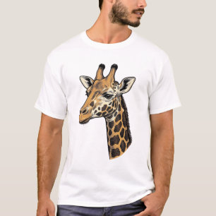 T-shirt Conception de chemise de portrait de girafe gravur