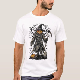 T-shirt Conception de chemise d'épouvantail de citrouille 