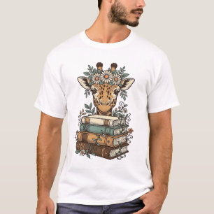 T-shirt Conception de chemise florale de girafe vintage li