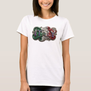 T-shirt Conception de chemise ITALIE argentée en gras