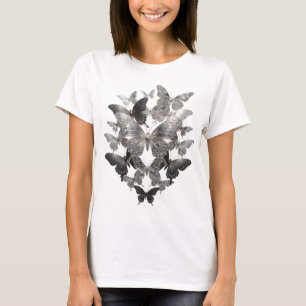 T-shirt Conception de chemise papillons en argent artistiq