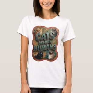 T-shirt Conception de citation Classique Turquoise CHATS A