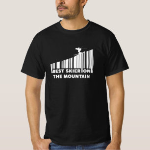 T-shirt Conception de code-barres cool Meilleur skieur sur