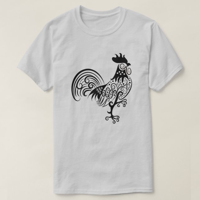T-shirt Conception de coq mandala orné complexe (Design devant)