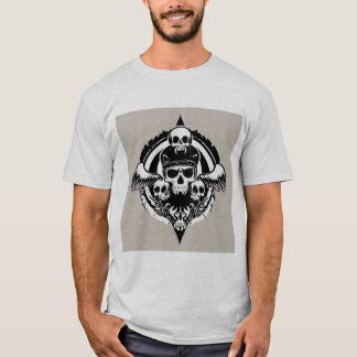 T-shirt Conception de crâne avec ailes et symboles