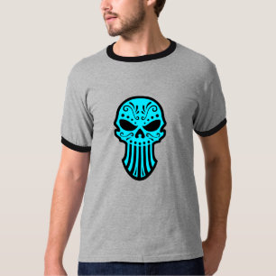 T-shirt Conception de crâne de sucre (bleue)