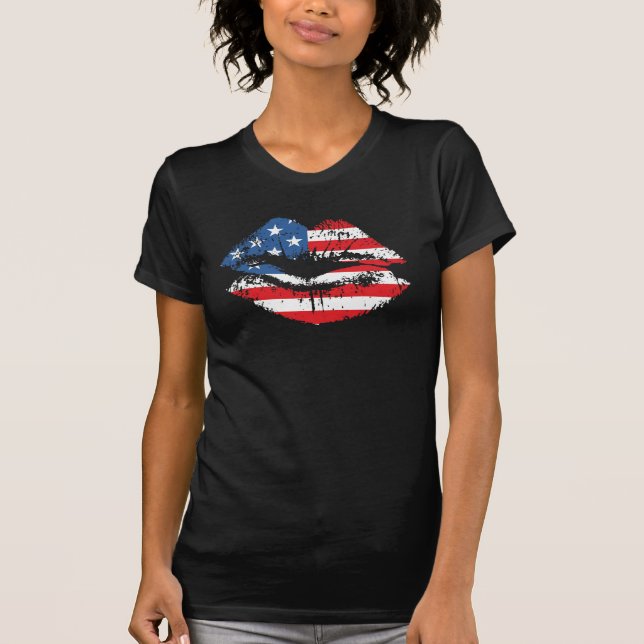 T-shirt Conception de débardeur de lèvres des Etats-Unis (Devant)